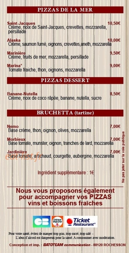 Pizza des Hauts — carte page 4