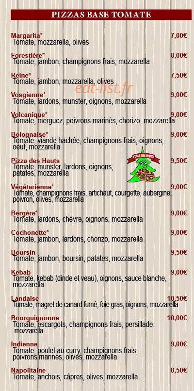 Pizza des Hauts — carte page 2