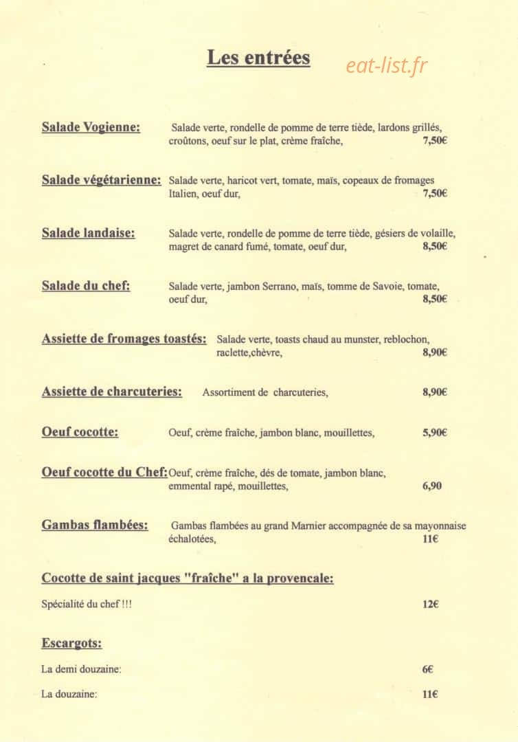 Auberge Les Jolis Coeurs — carte page 1