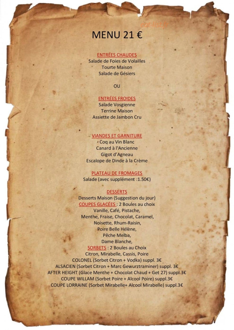 Auberge de L'Etanchotte — carte page 1