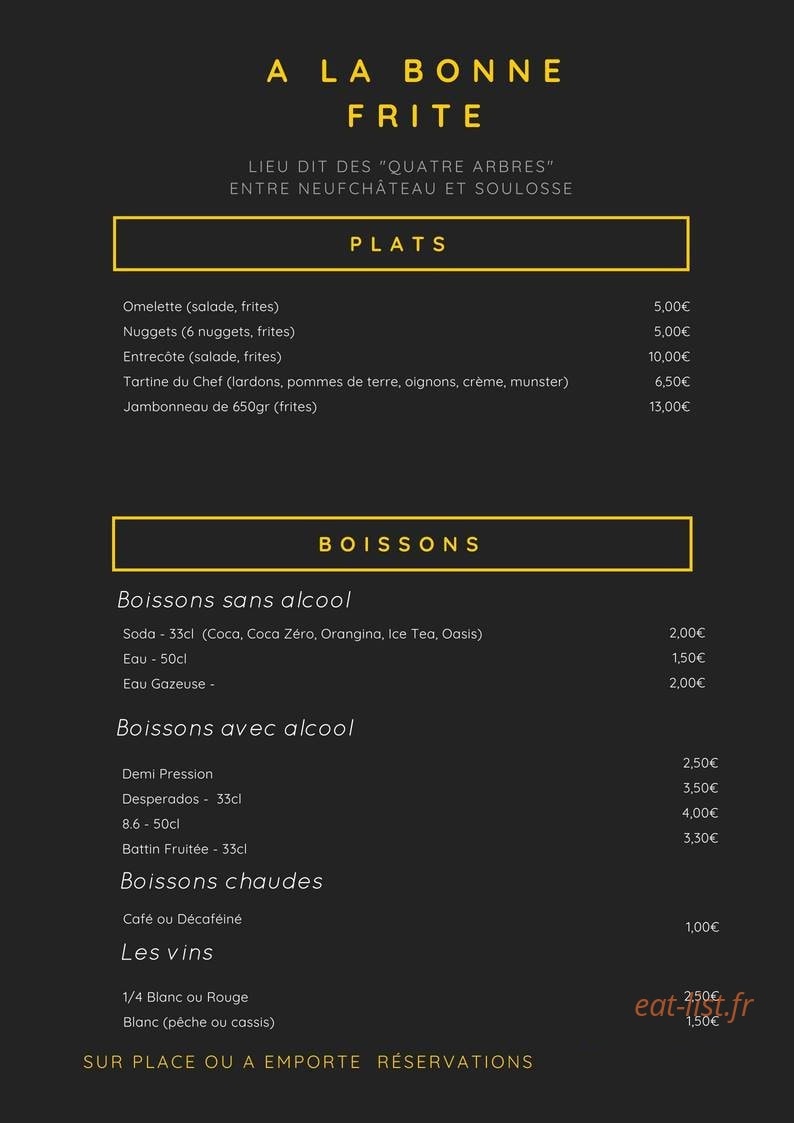 A La Bonne Frite — carte page 3