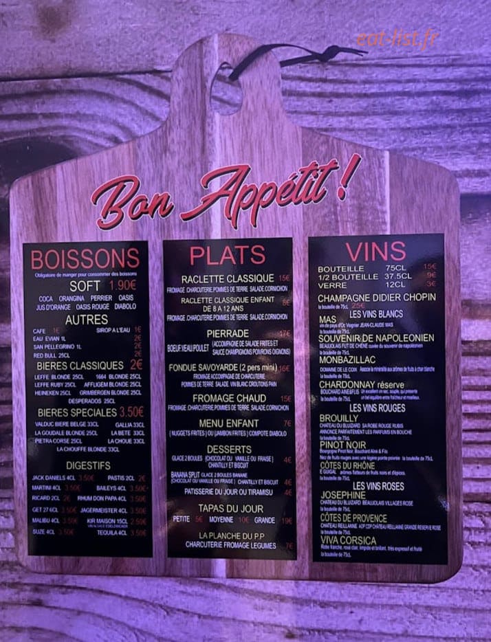 Chez Angelo — carte page 1