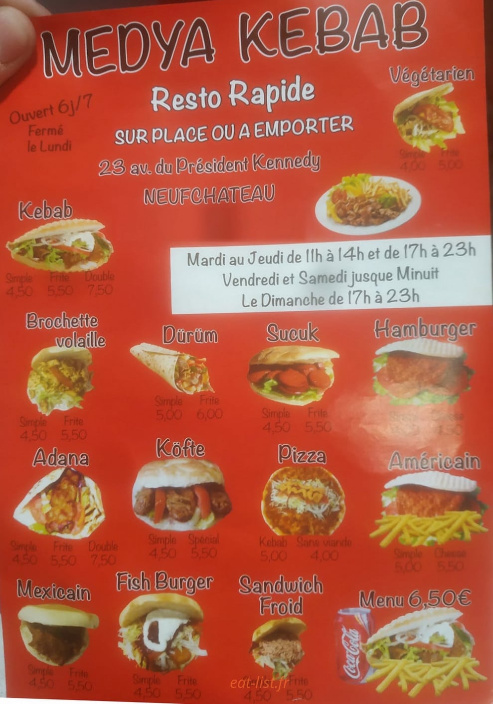 Medya Kebab — carte page 1