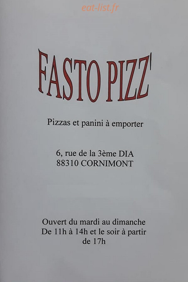 Fasto pizz' — carte page 1