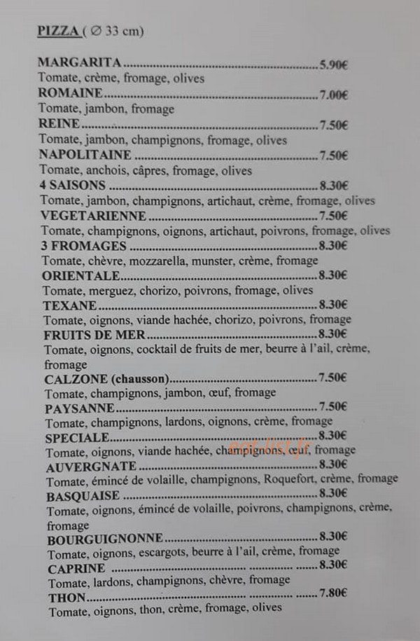 Fasto pizz' — carte page 2