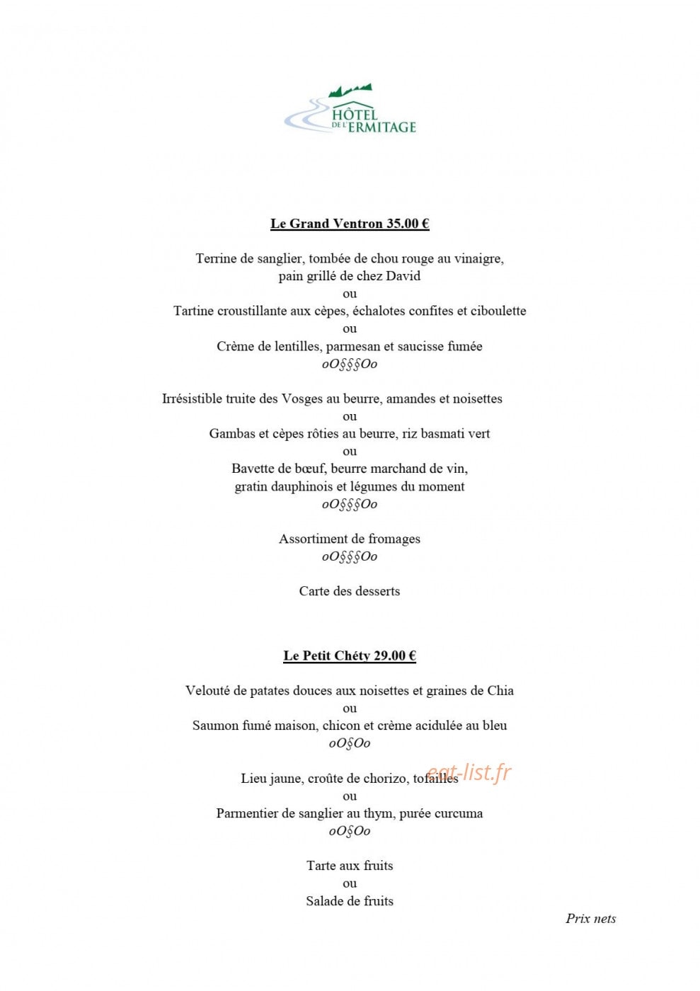 Ermitage Resort Vosges — carte page 2