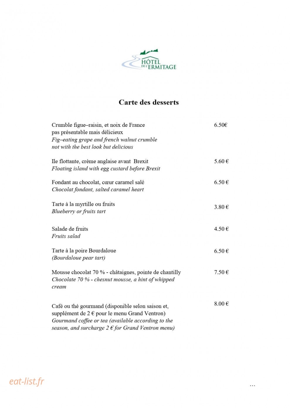 Ermitage Resort Vosges — carte page 4