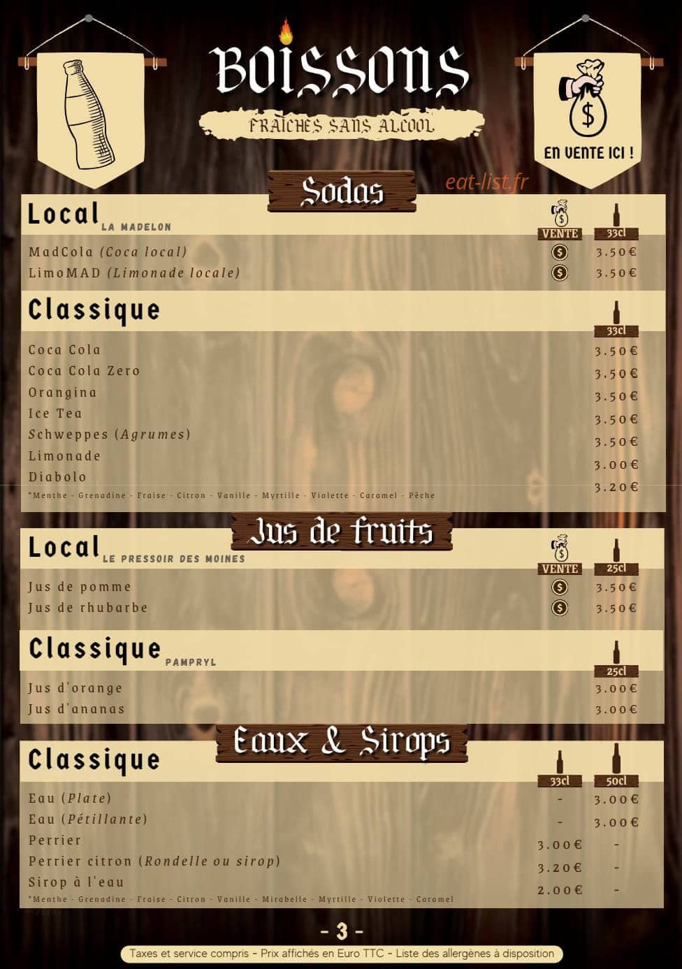 La Taverne du Kos — carte page 8