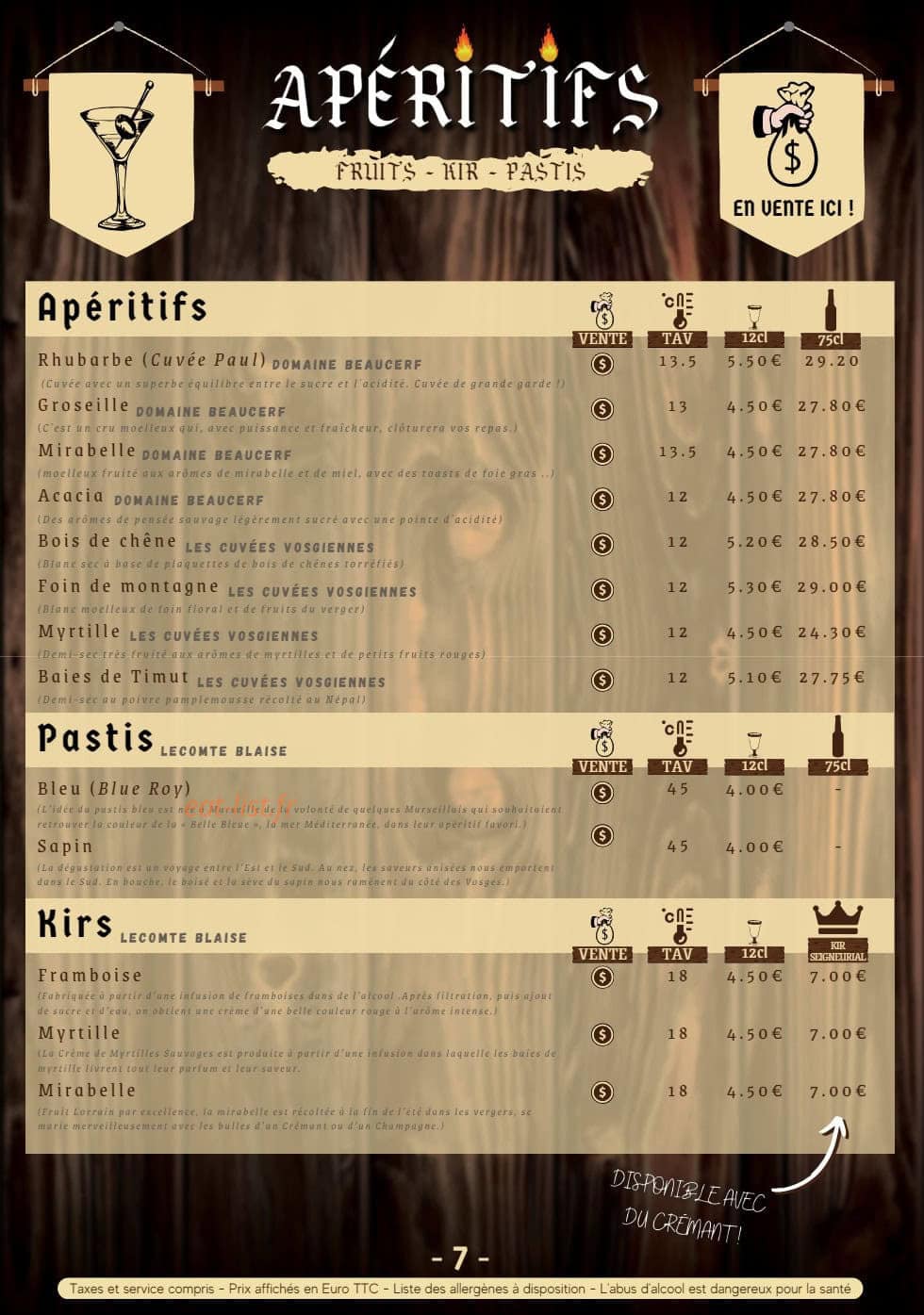 La Taverne du Kos — carte page 12