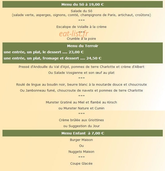 Restaurant du Sô — carte page 2