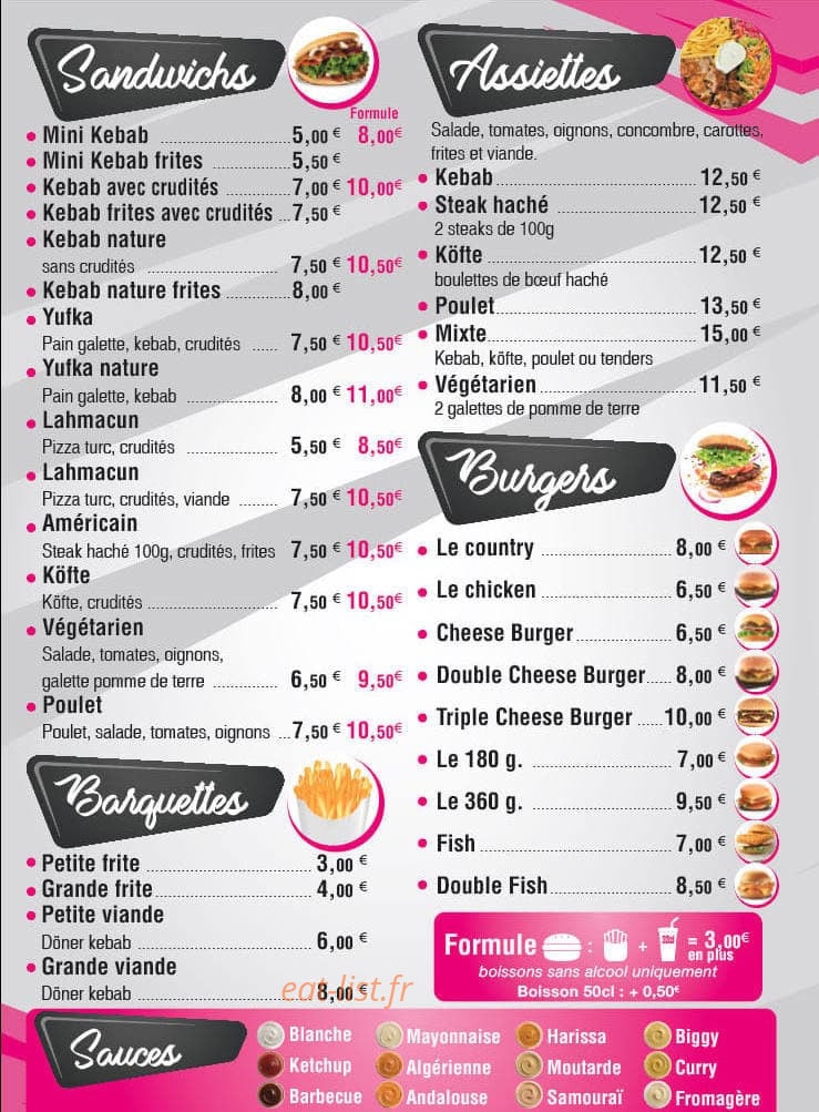 Snack Delice — carte page 1