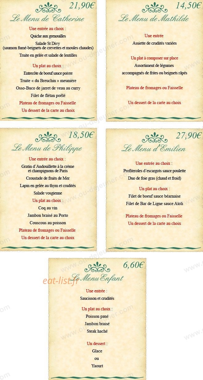 Bar Restaurant du Chatelet — carte page 1