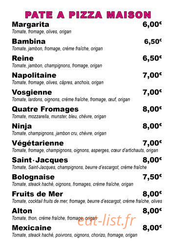 Pizza Ninja — carte page 2