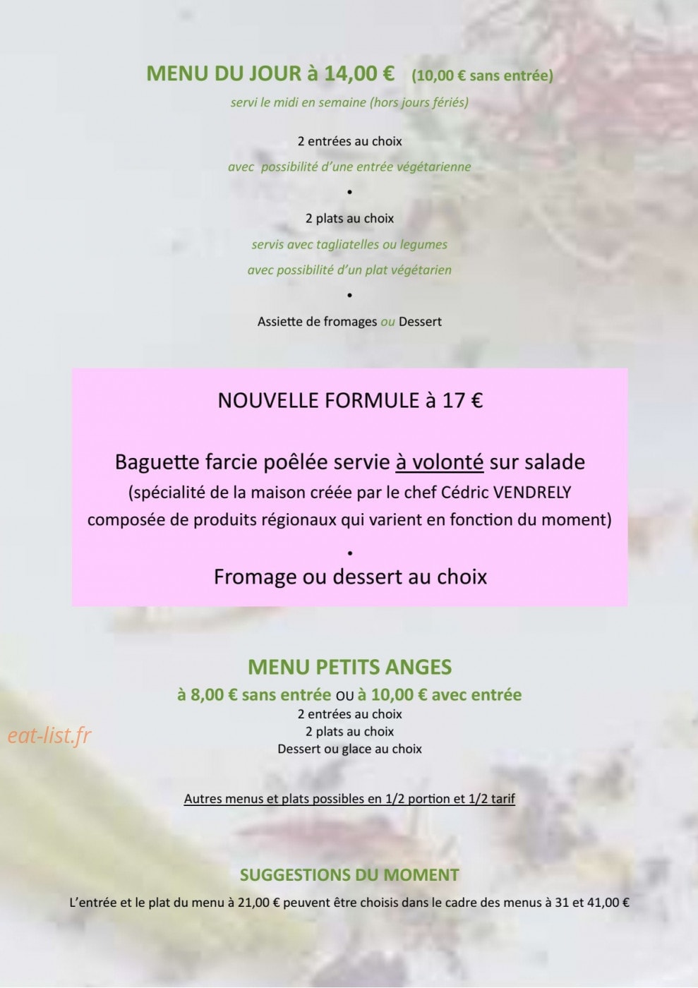 Le Relais des Anges — carte page 1