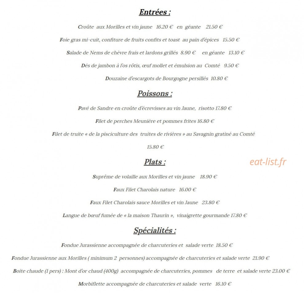 La Chaumière — carte page 1