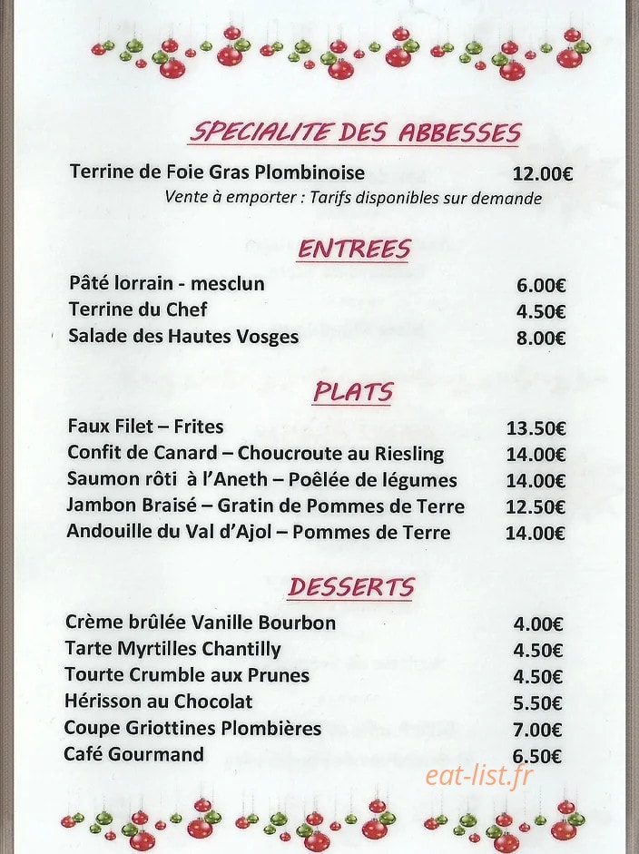 Brasserie des Abbesses — carte page 1