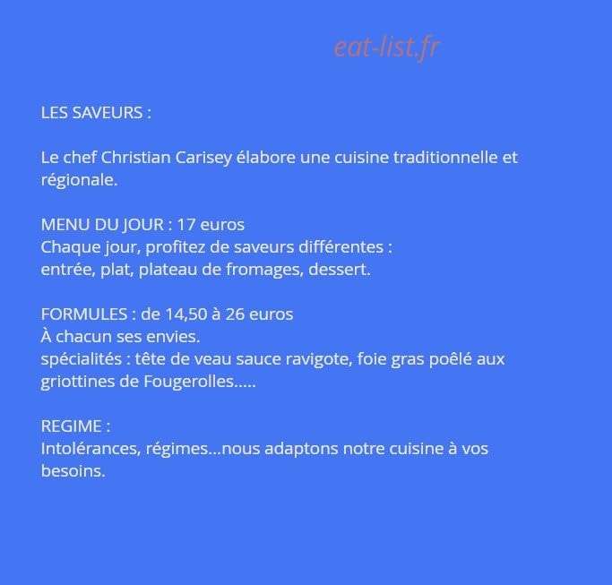 Hôtel restaurant d'Alsace — carte page 1