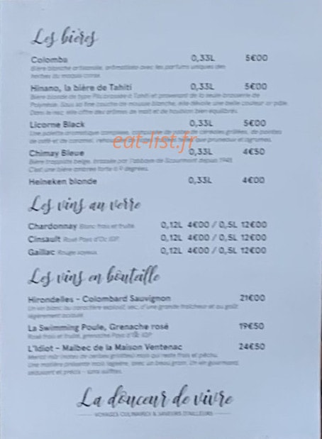 La Douceur de Vivre — carte page 3