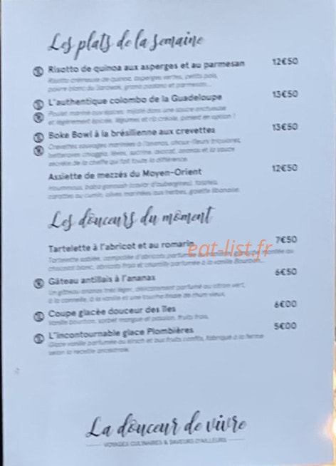 La Douceur de Vivre — carte page 1