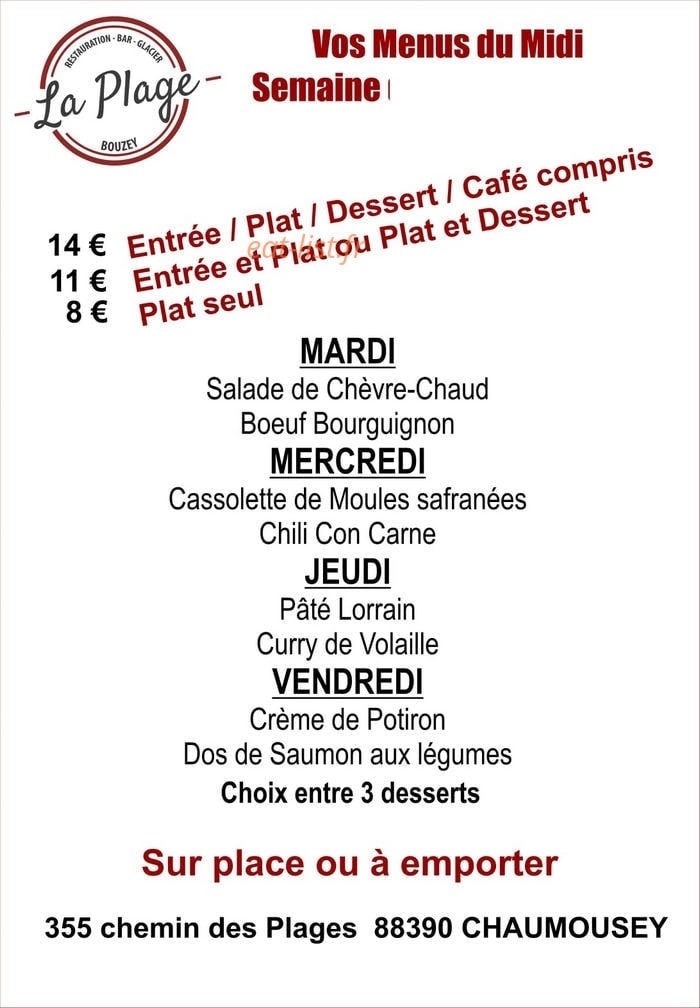 La Plage — carte page 1