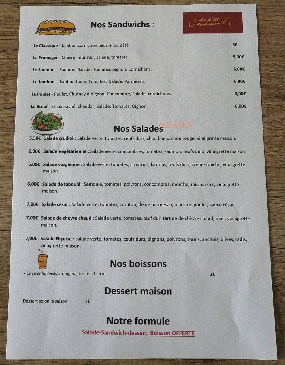 Le Petit Campagnard — carte page 4