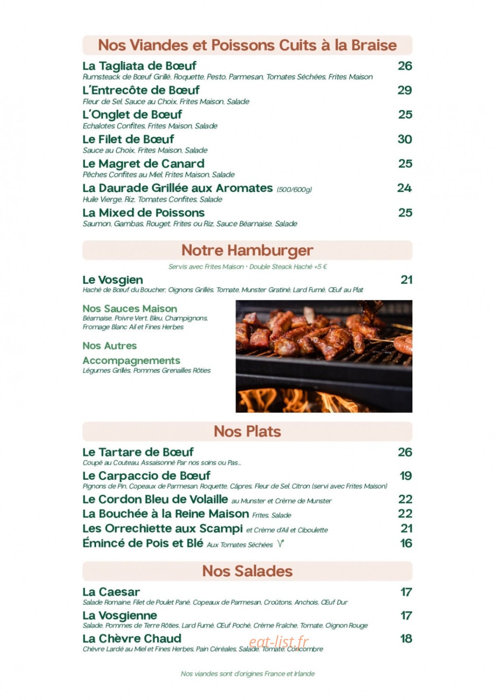La Table du Lac — carte page 1