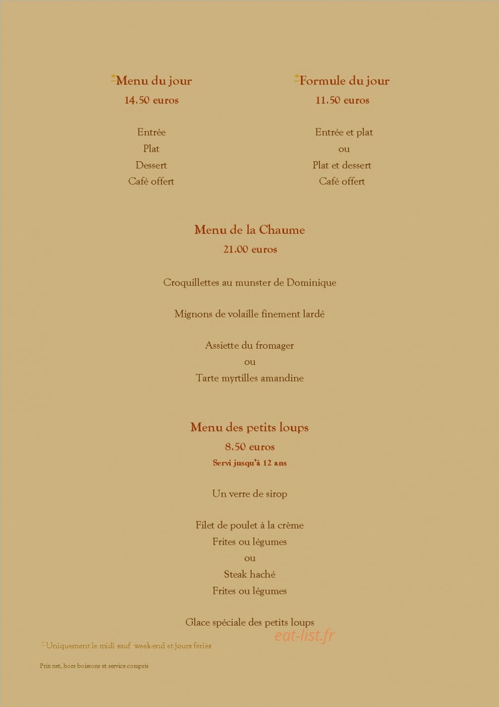 A la Chaume de mon Père — carte page 1