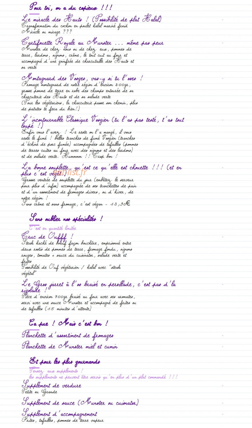Auberge de Grouvelin — carte page 2