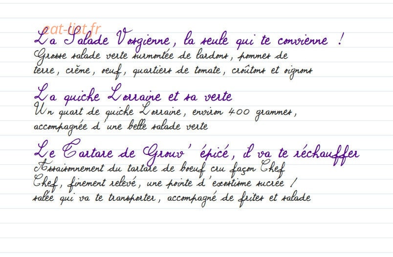 Auberge de Grouvelin — carte page 1