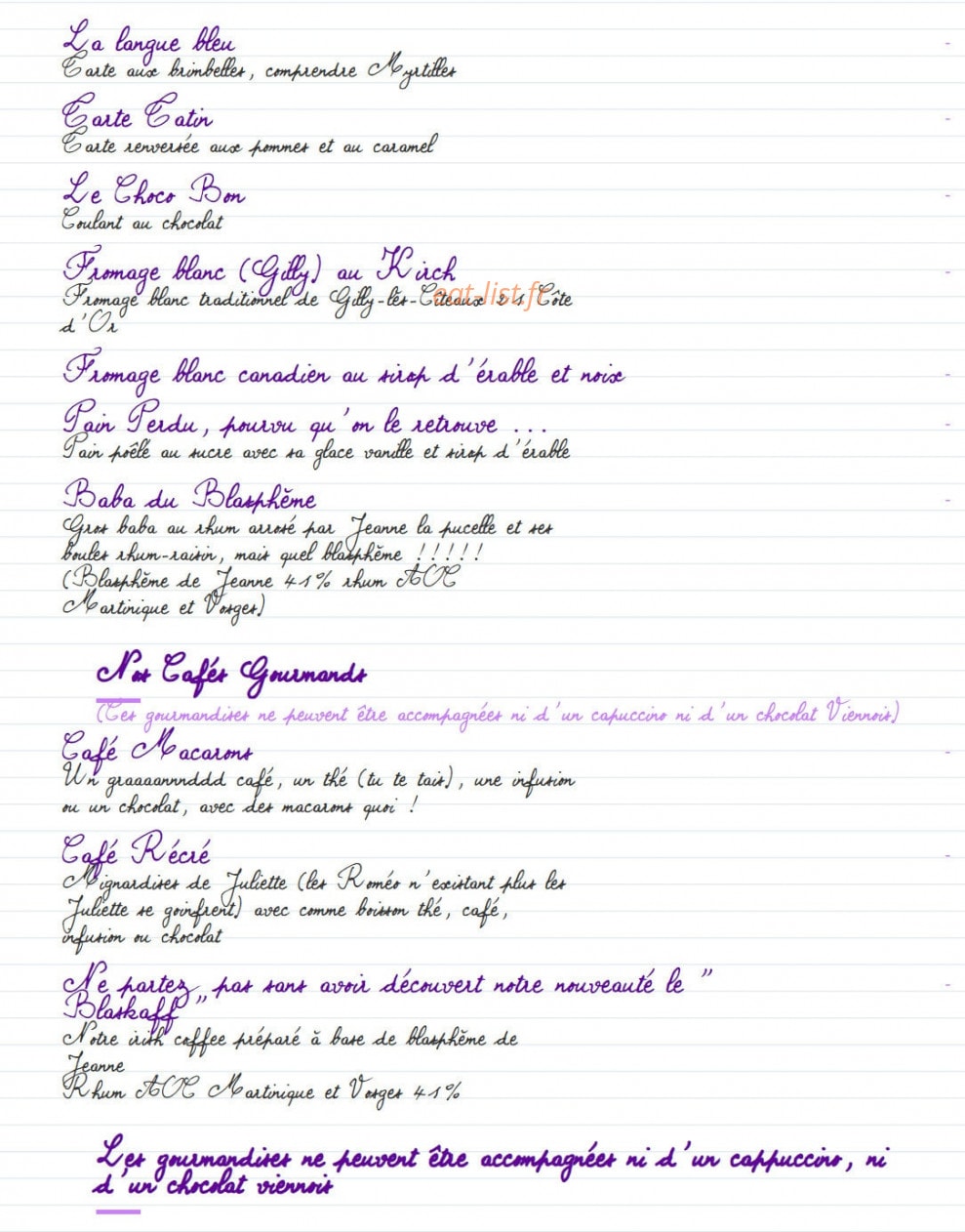 Auberge de Grouvelin — carte page 3