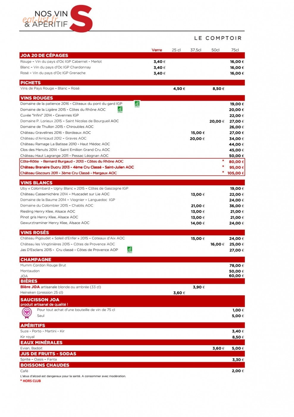 Comptoir JOA — carte page 4