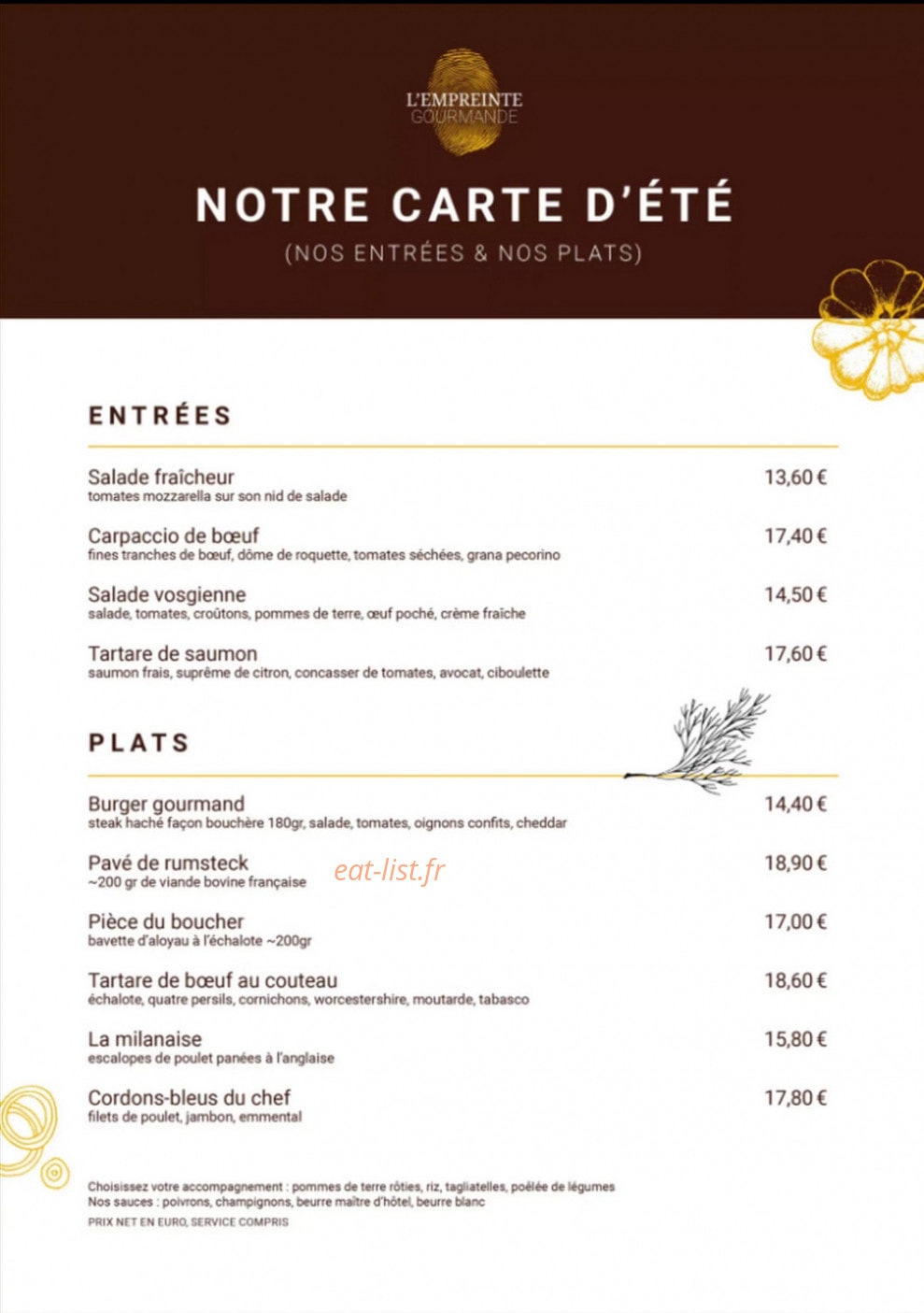 L’empreinte Gourmande — carte page 1