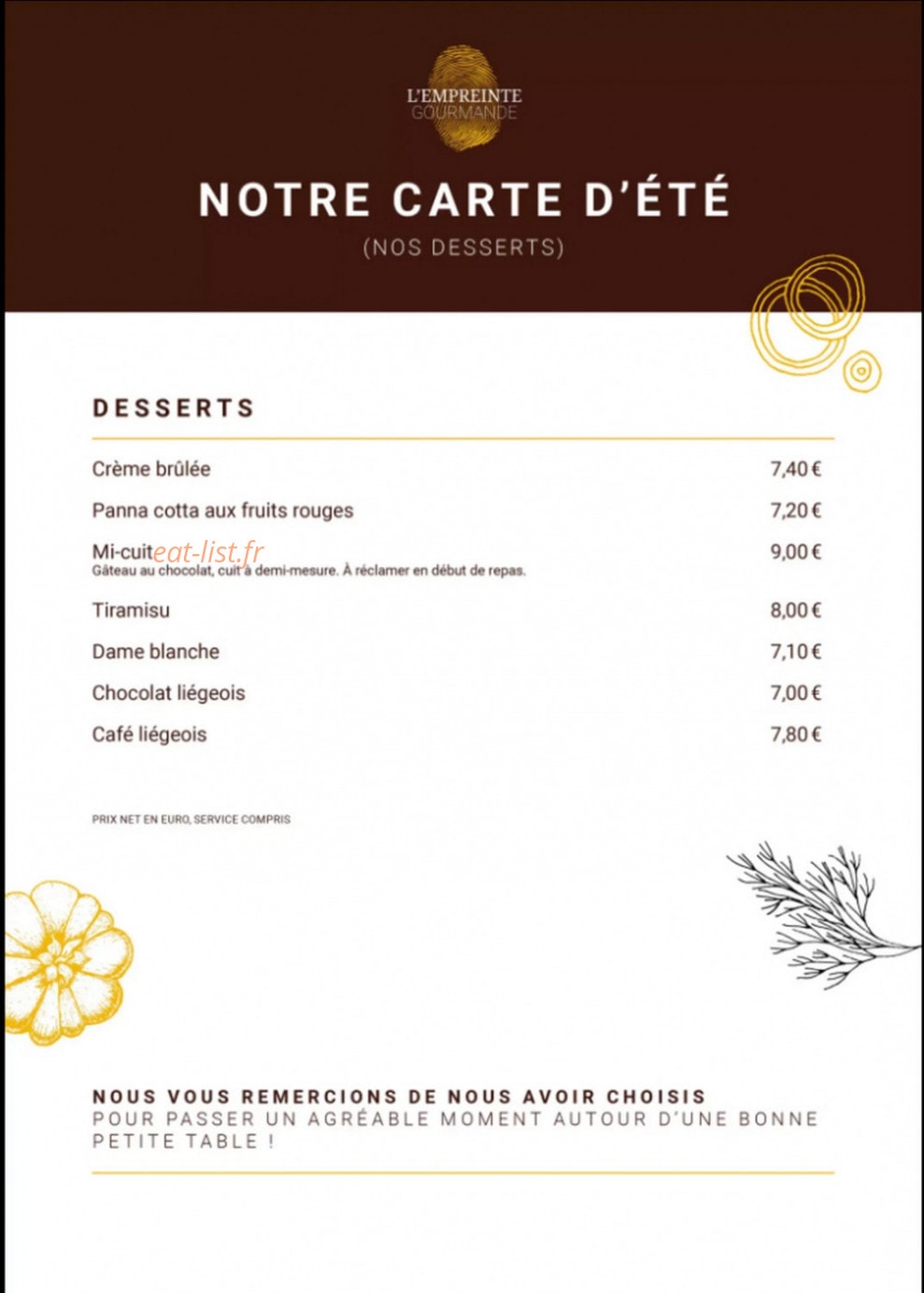 L’empreinte Gourmande — carte page 2
