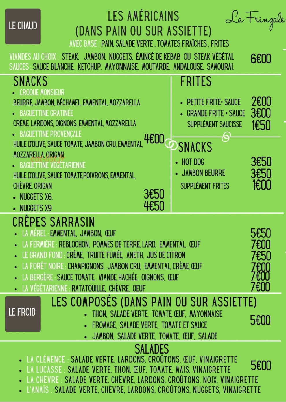La Fringale — carte page 3