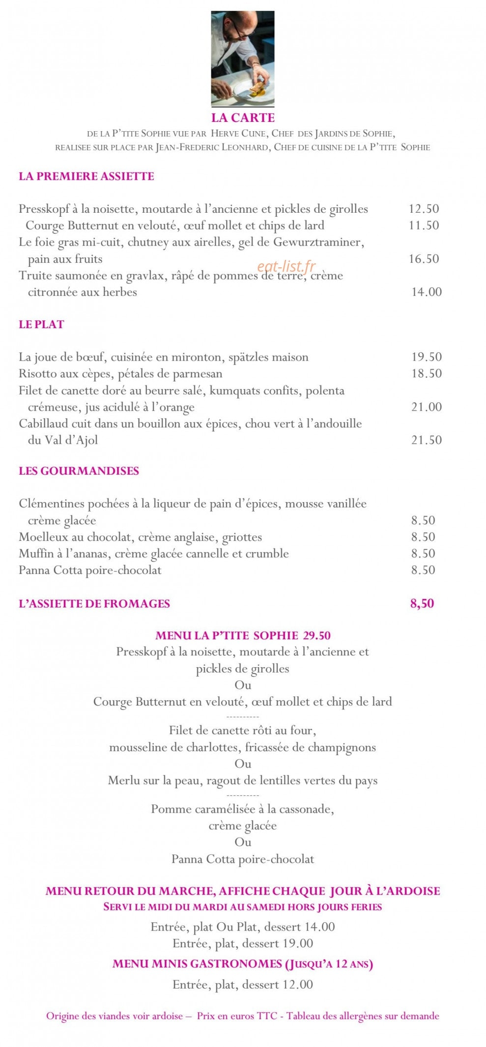 La p'tite Sophie — carte page 1