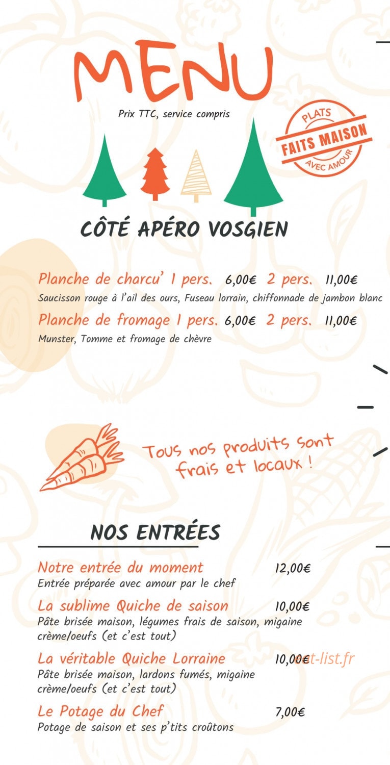 La Popote — carte page 1