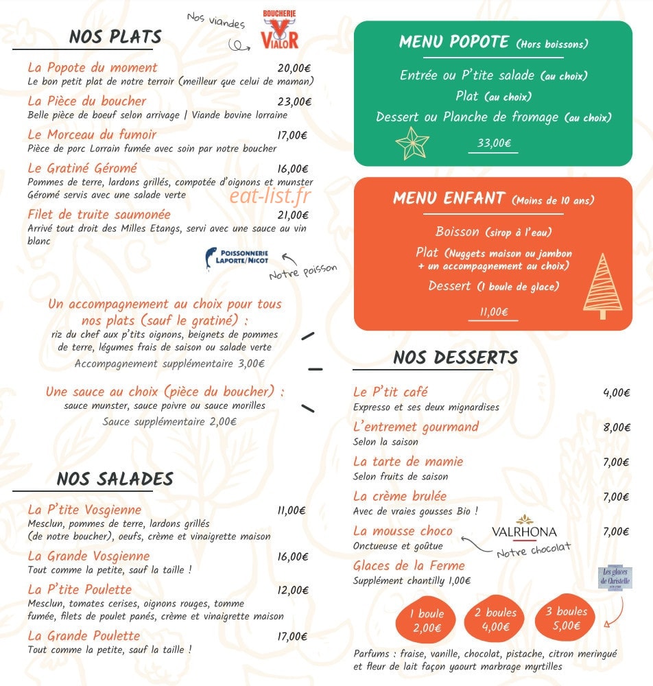 La Popote — carte page 2