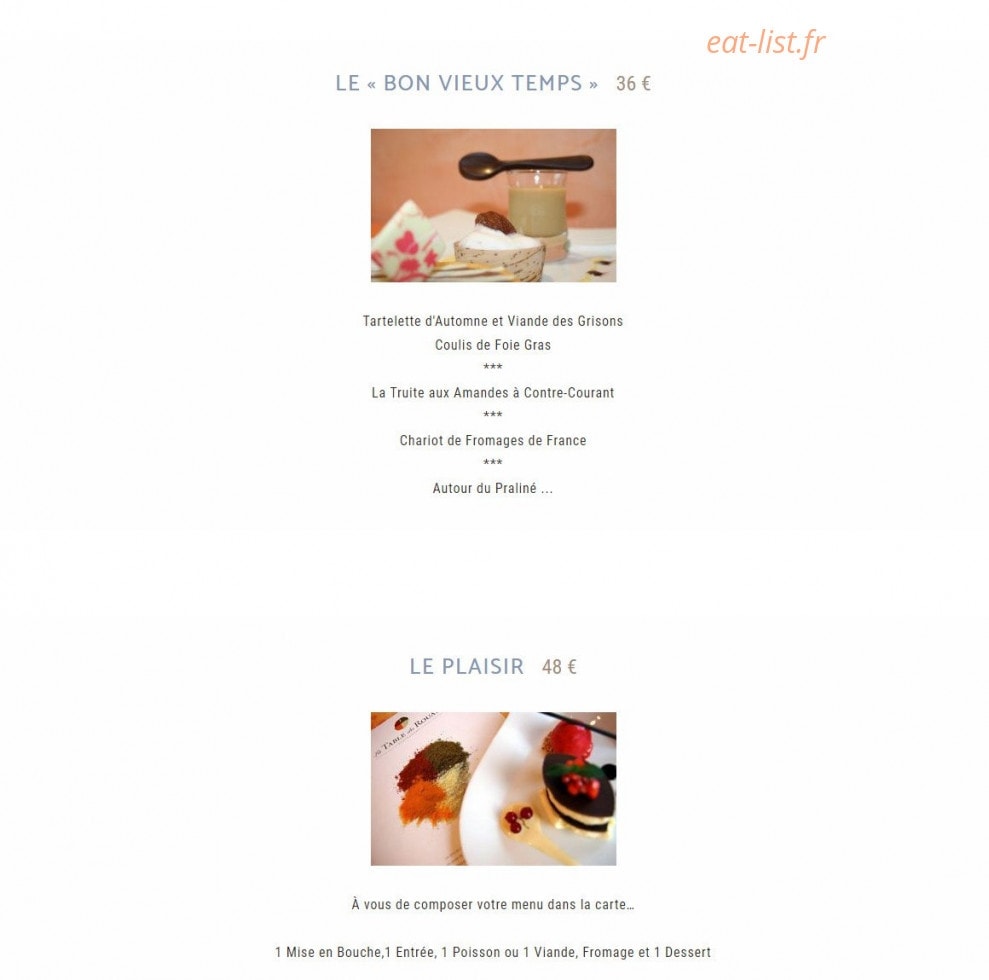 La Table du Rouan — carte page 2