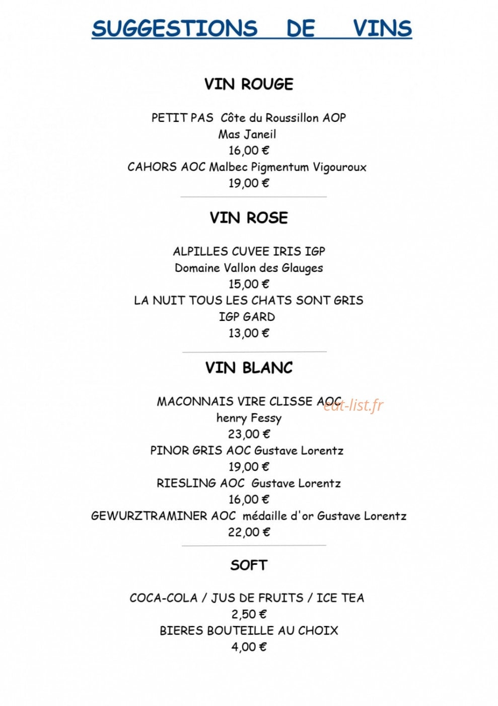 Le Bistrot de la Perle — carte page 3
