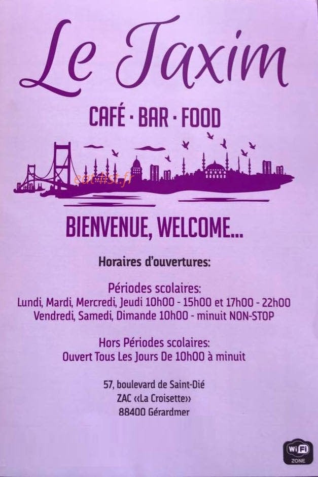 Le Taxim — carte page 1