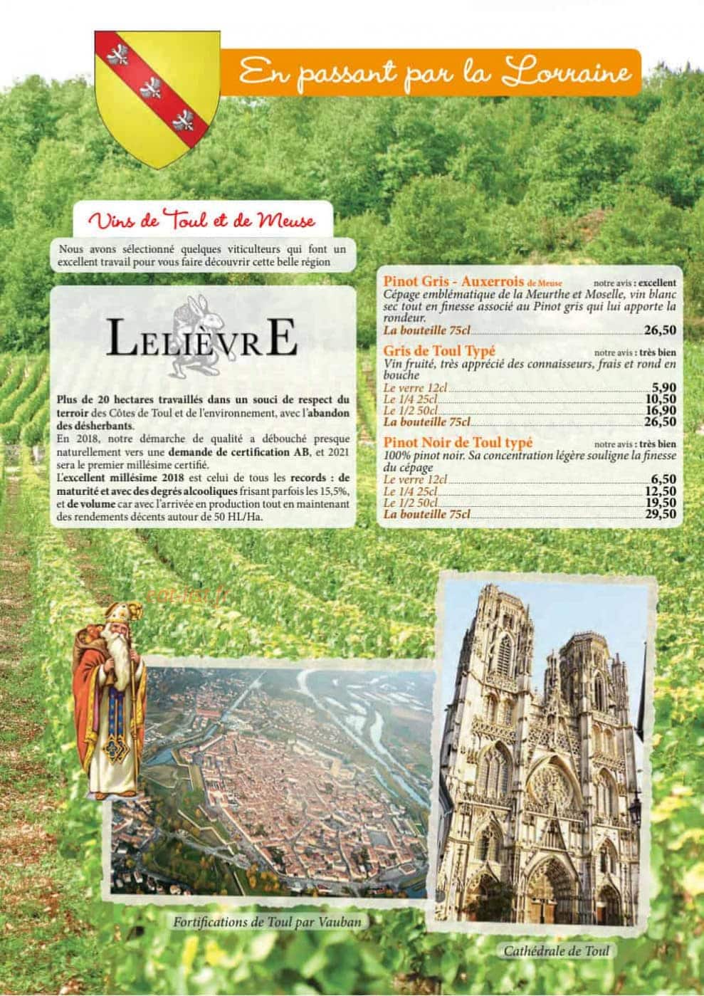 Auberge de Liézey — carte page 27