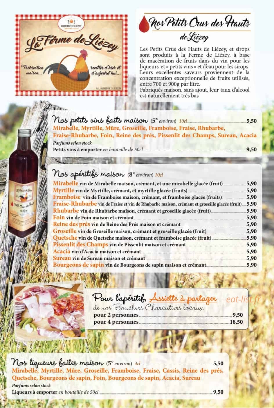 Auberge de Liézey — carte page 17