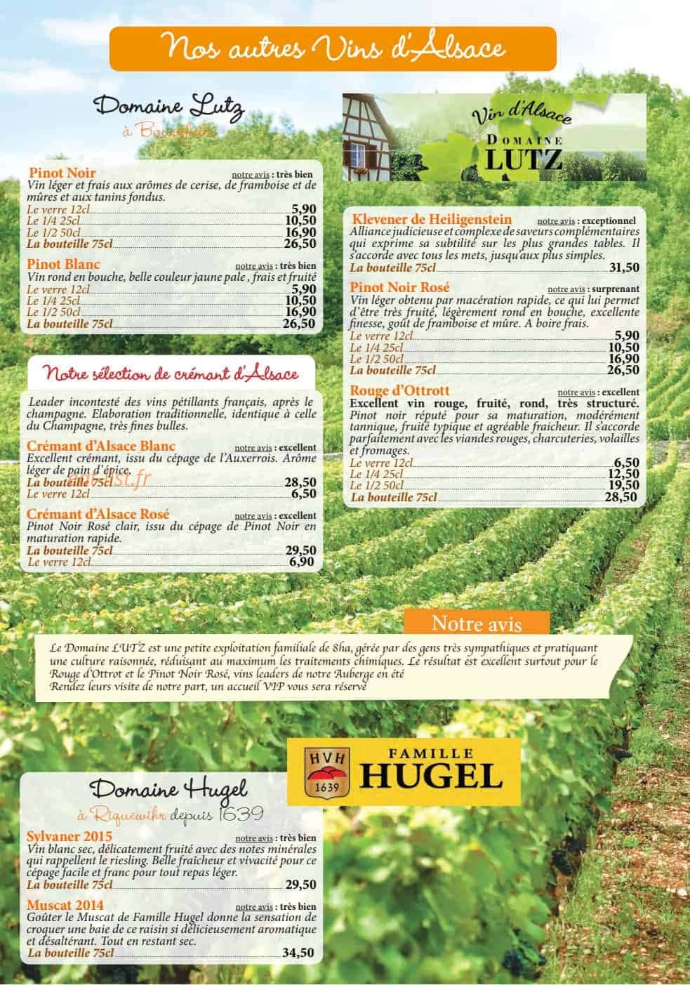 Auberge de Liézey — carte page 26
