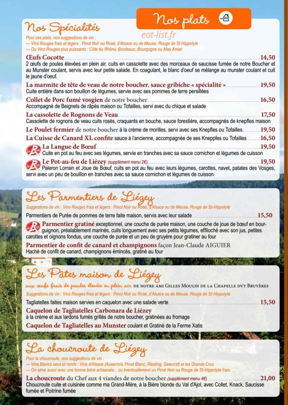 Auberge de Liézey — carte page 5
