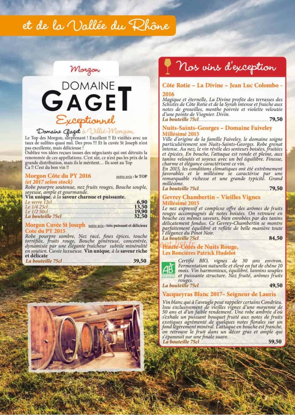 Auberge de Liézey — carte page 29