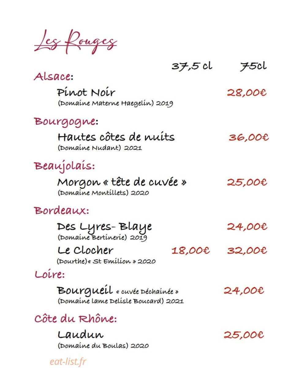 Au Relais Boulas — carte page 14
