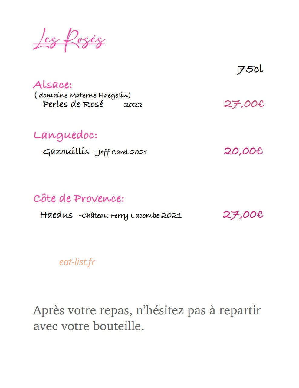 Au Relais Boulas — carte page 13