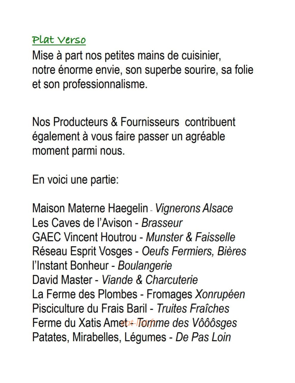 Au Relais Boulas — carte page 17