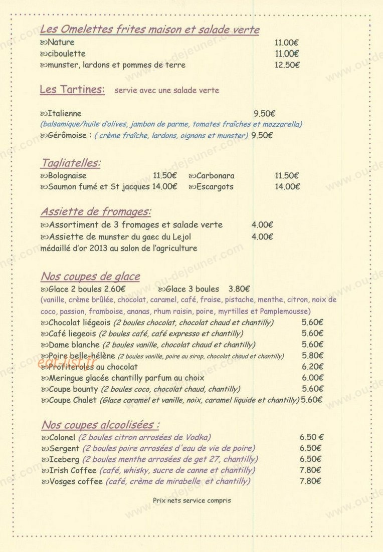 Le Chalet Gourmand — carte page 4