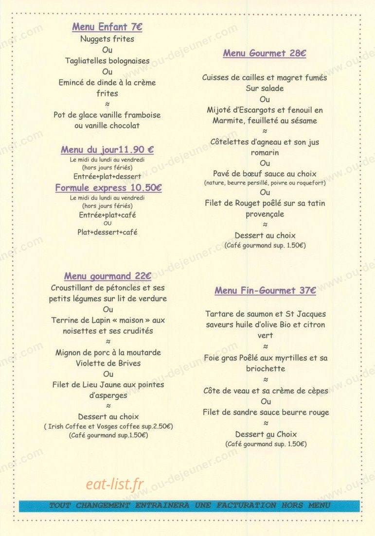 Le Chalet Gourmand — carte page 5